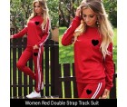 Women Red Double Strap Track Suit